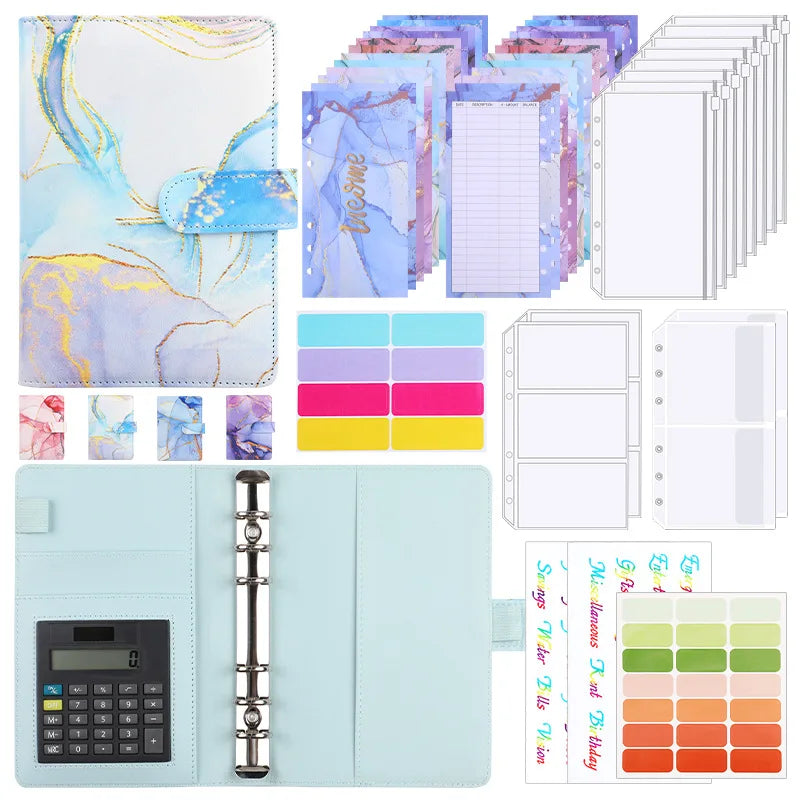 Marble Budget Binder With Built-In Calculator