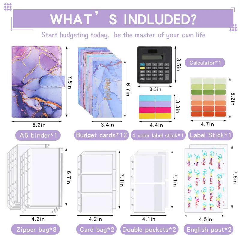 Marble Budget Binder With Built-In Calculator