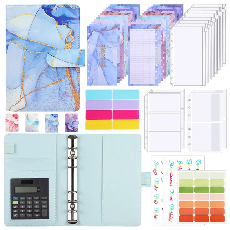 Marble Budget Binder With Built-In Calculator