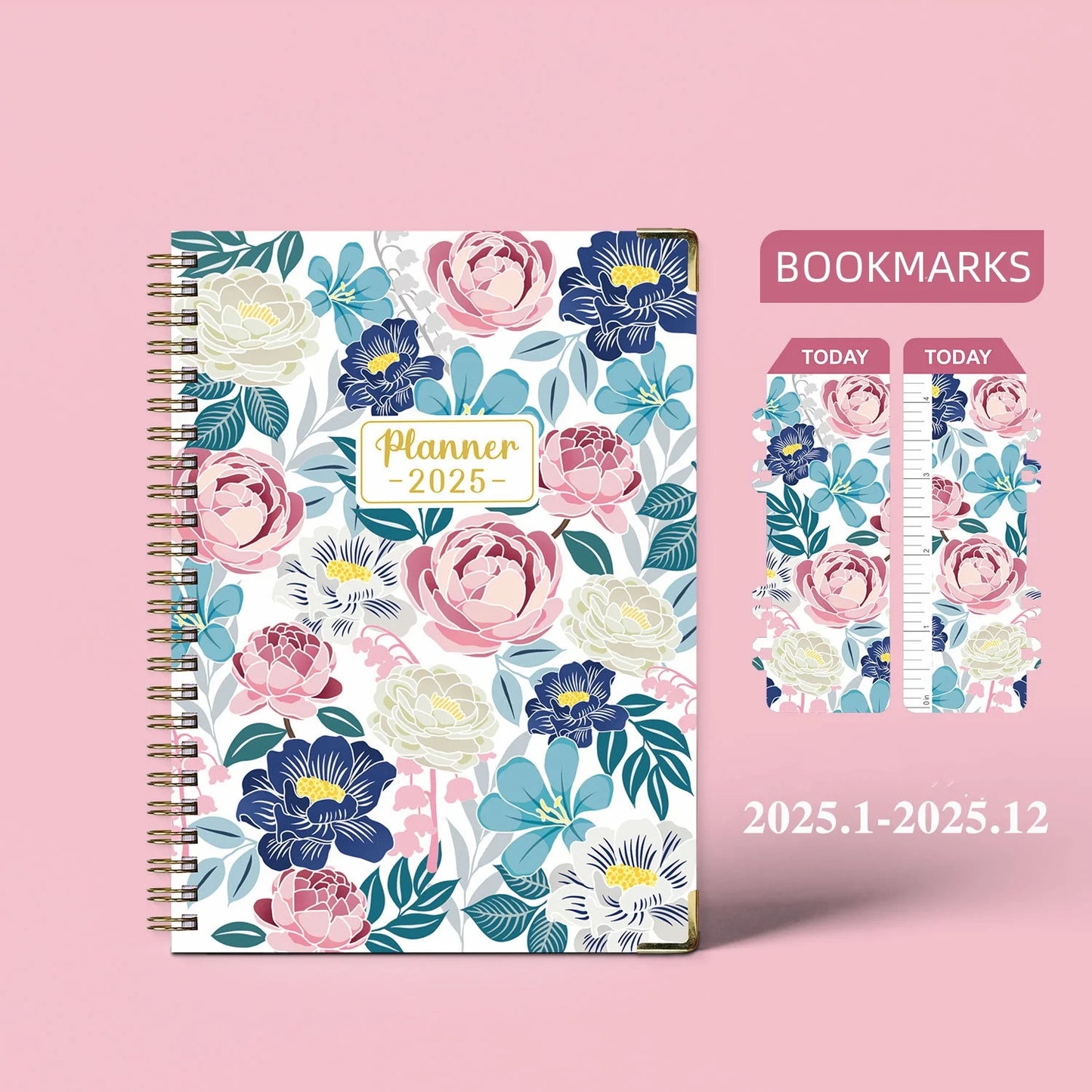 Floral 2025 Weekly Planner With Bookmarks