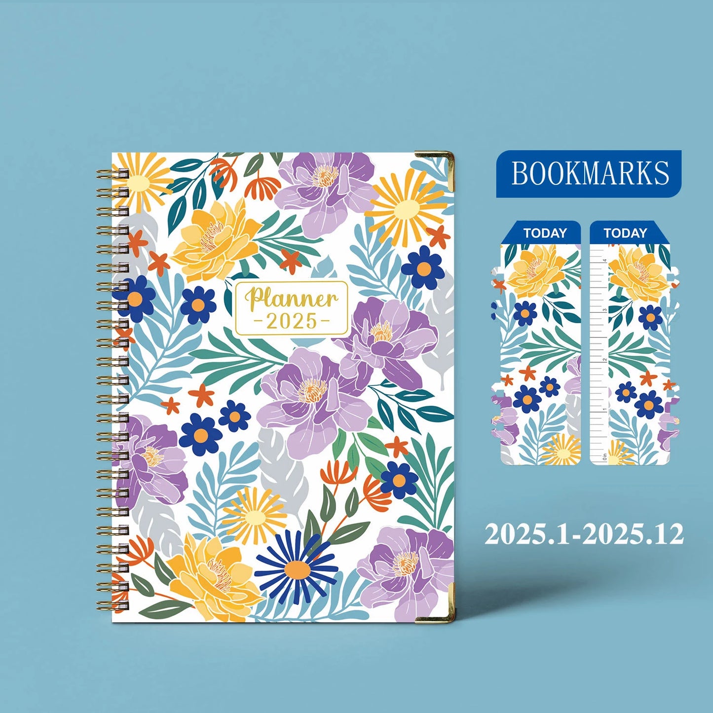 Floral 2025 Weekly Planner With Bookmarks