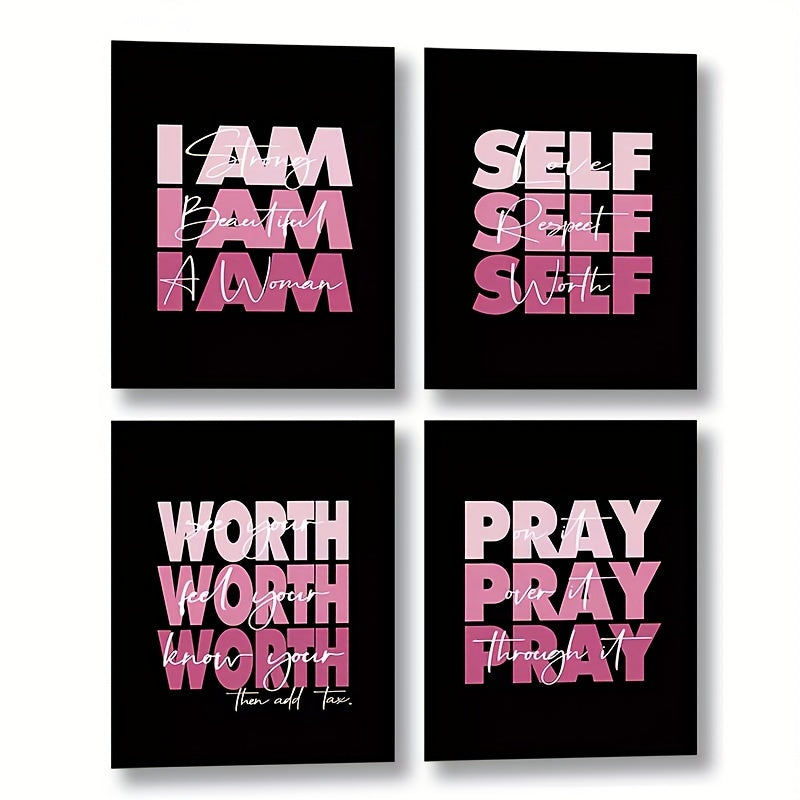 4pc Women’s Motivational Quotes Wall Decor