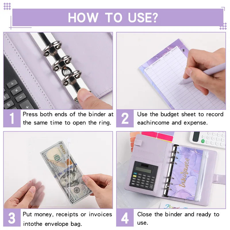 Marble Budget Binder With Built-In Calculator