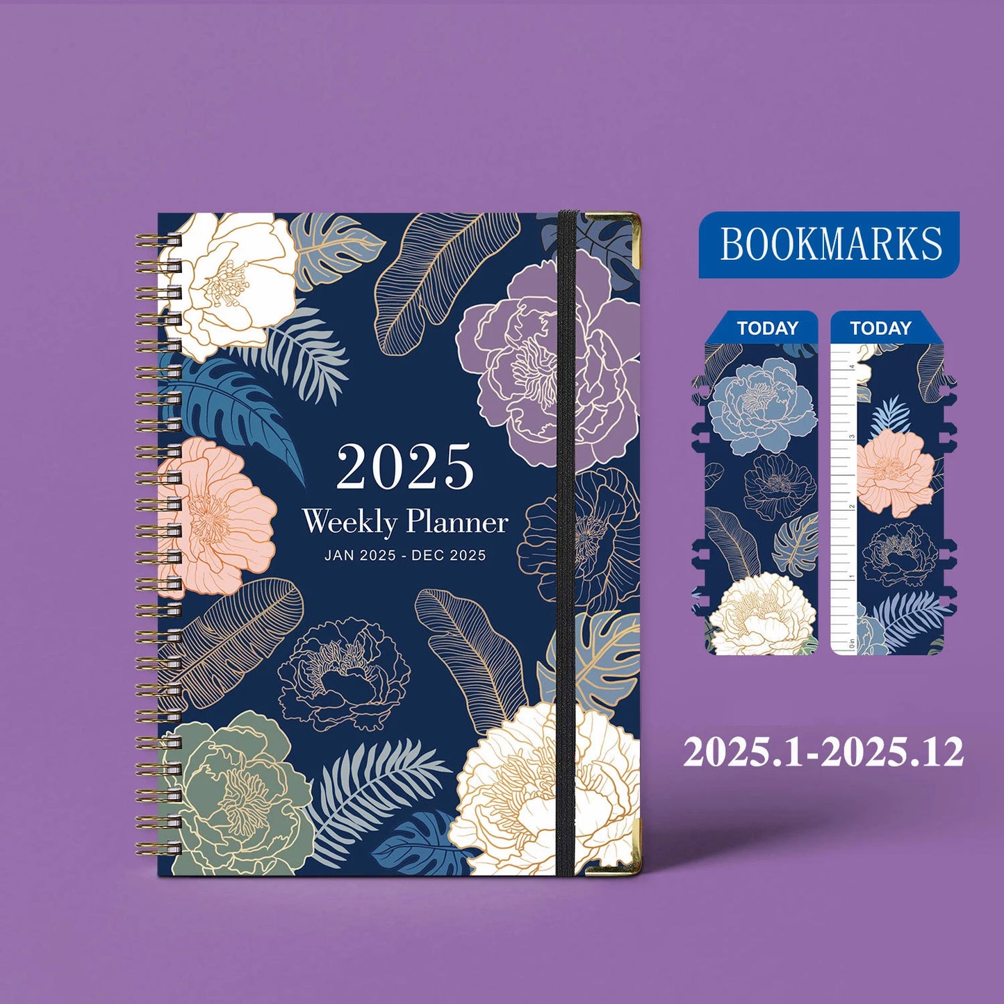 Floral 2025 Weekly Planner With Bookmarks