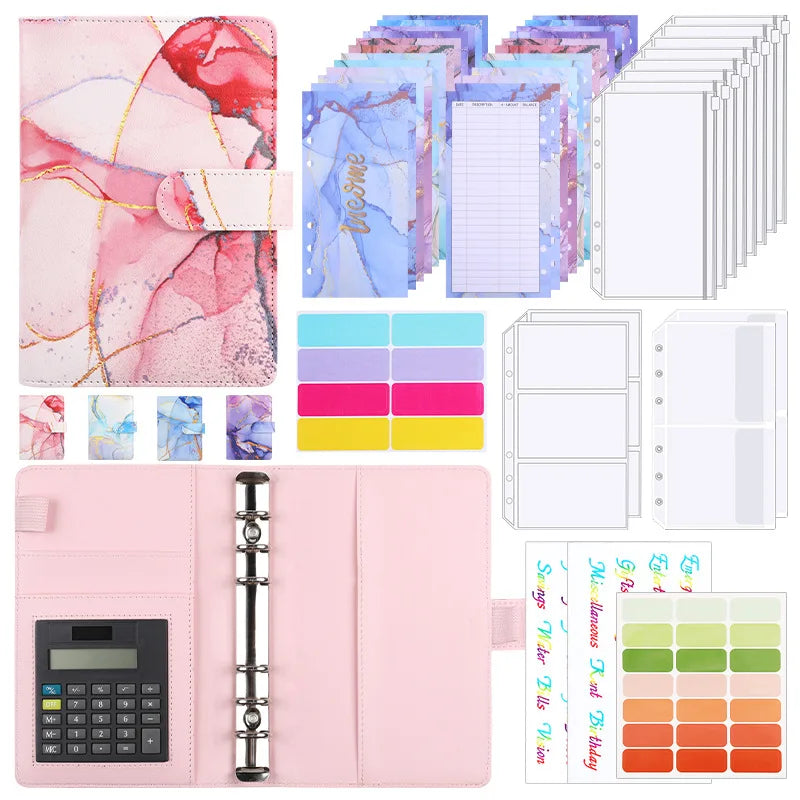Marble Budget Binder With Built-In Calculator