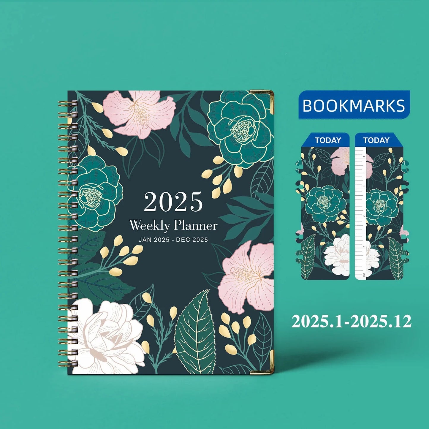 Floral 2025 Weekly Planner With Bookmarks