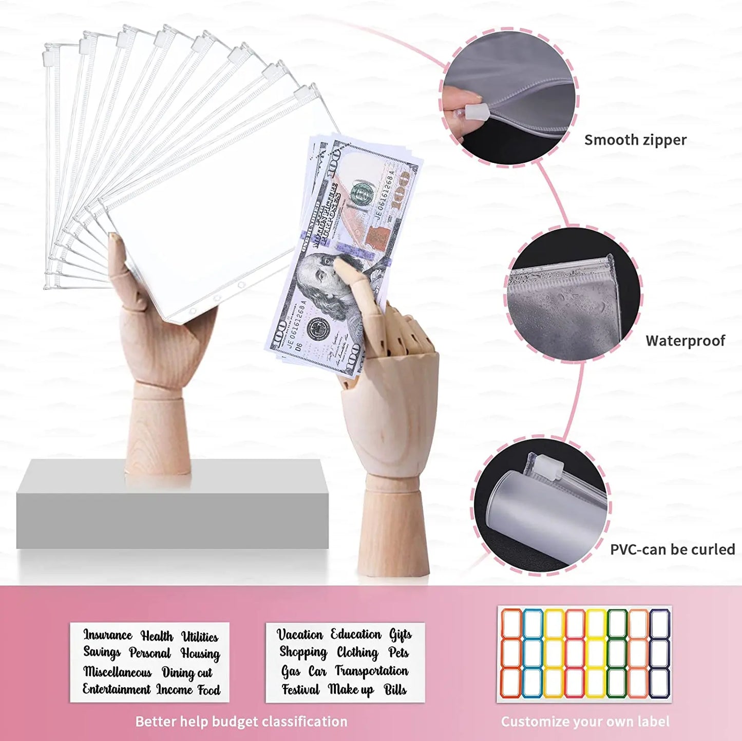 Marble Budget Binder With Card Holders & Stickers