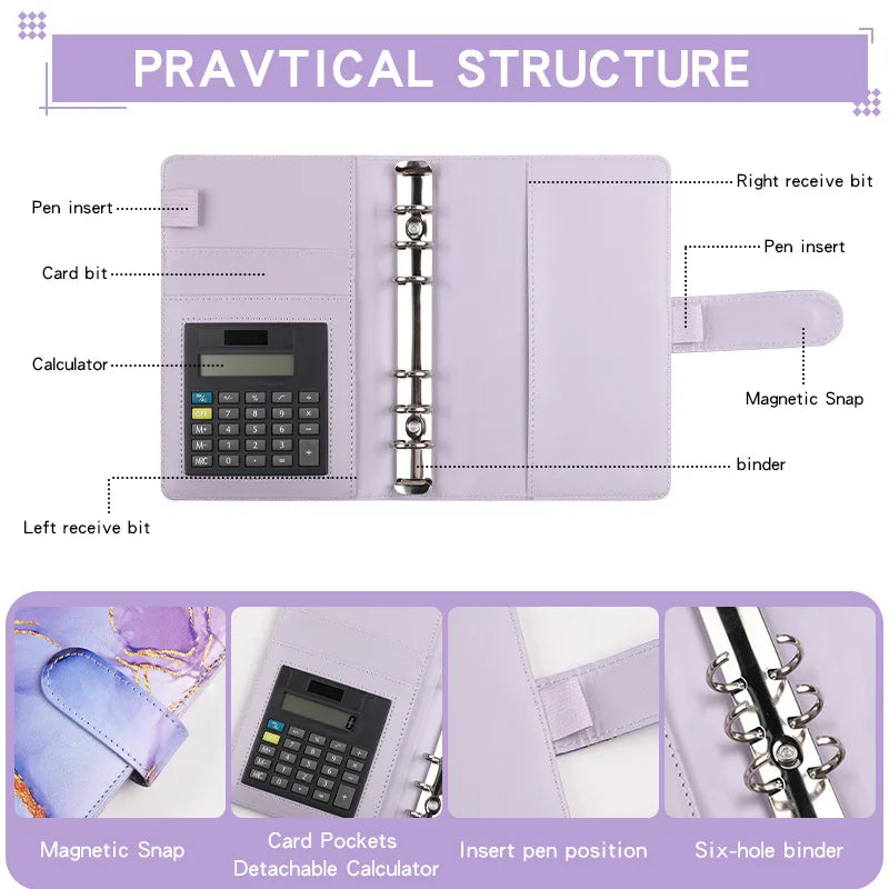 Marble Budget Binder With Built-In Calculator