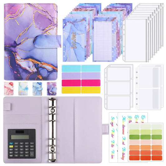 Marble Budget Binder With Built-In Calculator